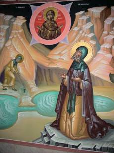 The miracle of the Holy Water to St. Sabbas from the Theotokos