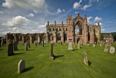 Beautiful ruin of Melrose Abbey in Scotland